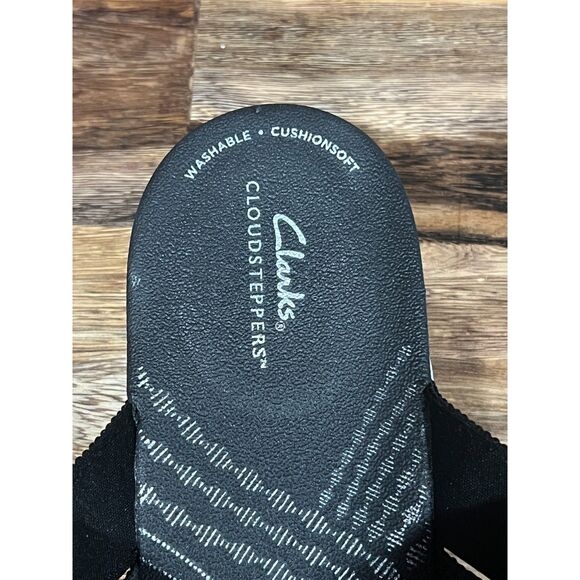 Clarks Cloudsteppers Black Mira Isle Slide On Sandals Size 8.5 Wide - Picture 4 of 6